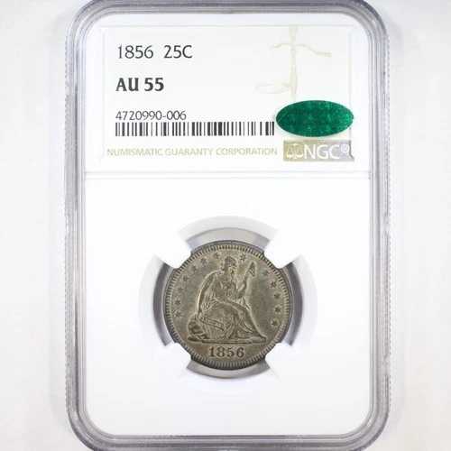 1856 25C NGC/CAC AU55 - 自由の女神像（四分の一）