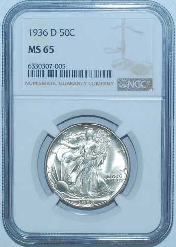 1936 D NGC MS65 歩く自由の女神ハーフドル -