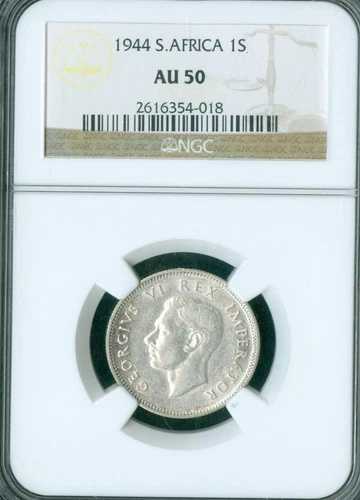 1944年 南アフリカ シリング NGC AU 50 非常に希少 *