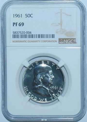 1961年 NGC PR69 プルーフストライク フランクリン ハーフダラー