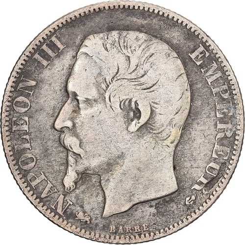 [#138045] フランス、ナポレオン3世、2フラン、1856年、リヨン、銀貨、VF、ガドゥリー:523