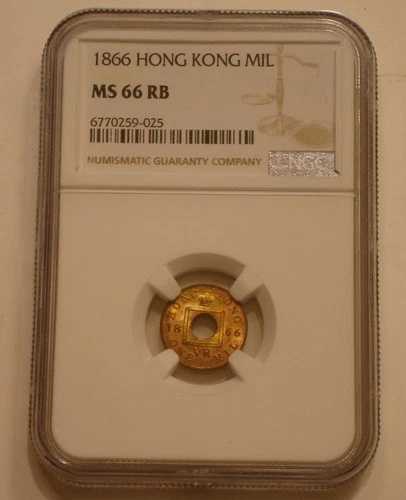 1866年 香港 1ミル NGC MS 66 RB 赤褐色 SUPERB GEM BU