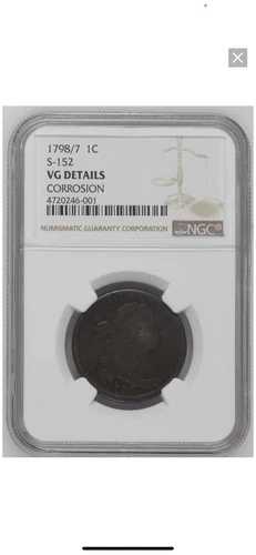 1798/7年 ドレープバスト ラージセント S-152 NGC VG 詳細 (美品コイン)