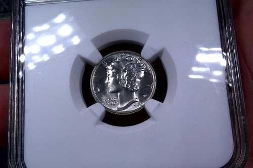 1945年 P マーキュリーダイム 10セント - NGC MS63 - ++プレミアムバンド++ 1945年 P マーキュリーダイム