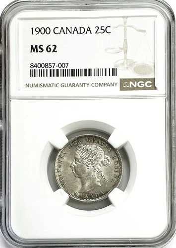 1900年 カナダ 25セント シルバー ヴィクトリア女王コイン NGC ミント ステート 62