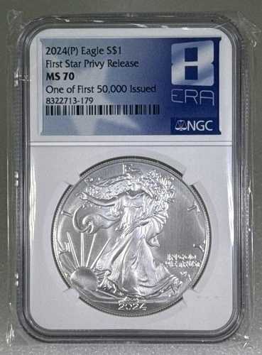 2024(P) シルバーイーグル NGC MS70 ファーストスター プライベートリリース 50K 発行 8時代ラベル
