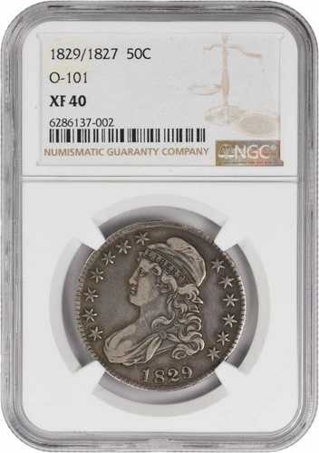 1829/7年 バストシルバーハーフドル EF40 NGC