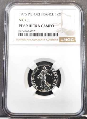 1976年 フランス 1/2 フラン ピエフォール NGC PF 69 ウルトラカメオ 200枚限定 鋳造 トップポップ1