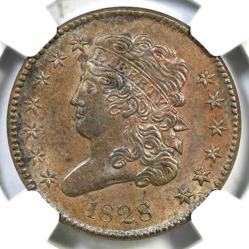 1828 C-1 NGC AU 58 クラシックヘッド ハーフセントコイン 1/2c