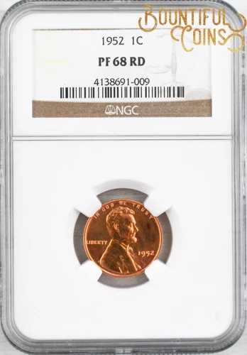 1952 NGC PF 68 RD リンカーン・ウィート・スモール・セント 1セント プルーフ PR レッド ワン・ペニー (T6)
