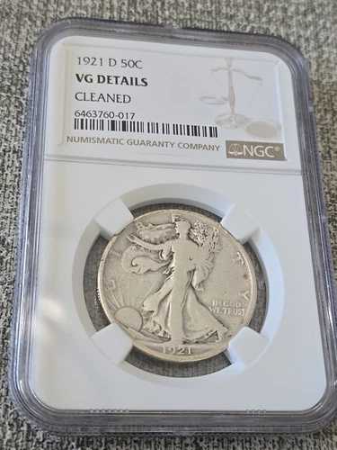 1921年 D ウォーキング・リバティ ハーフダラー NGC VG 詳細クリーニング済み
