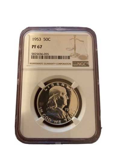 1953年 プルーフ フランクリン ハーフダラー NGC PF67 PR67 表面リムによる色あせ 554007