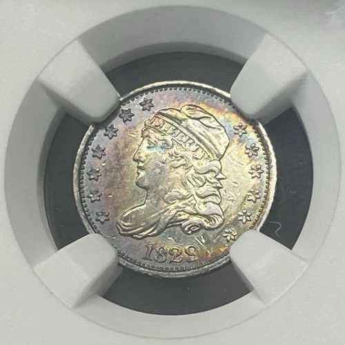 1829年 キャップ バスト ハーフダイムAU ディテール クリーン NGC-