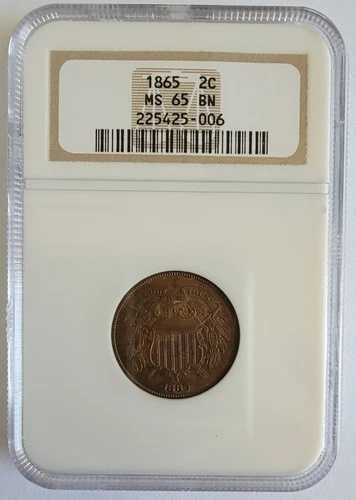 1865 NGC MS65BN シールド 2セント硬貨