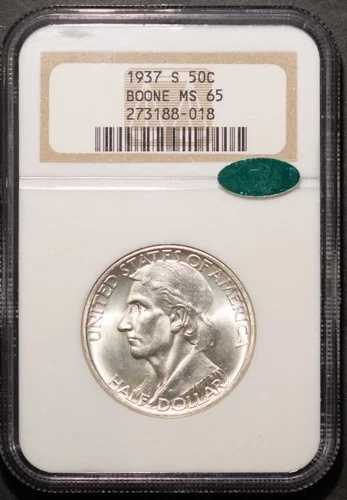 CAC 1937-S 50セント銀ブーンハーフダラー MS 65 NGC # 273188-018 + ボーナス｜WORLD RESOURCE【QUEEN店】