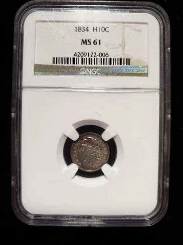1834年 胸像 ハーフダイム NGC MS61 (Z-0432)