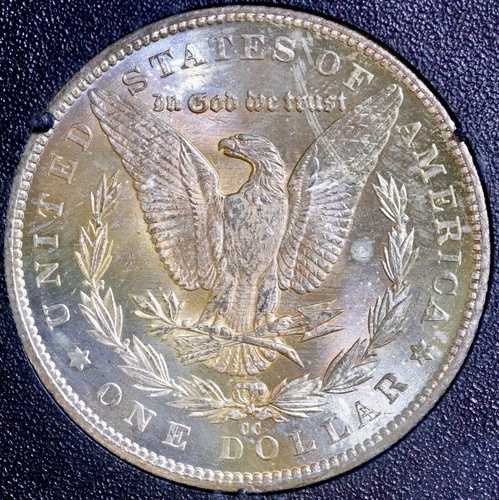 1884-CC モルガン銀貨 $1 NGC MS 64 GSA ホード (BU UNC) レインボートーン