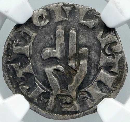 1200年 フランス ブザンソン大司教区 オールドシルバーデニール 中世NGCコイン i88556
