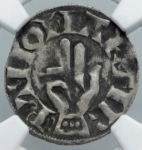 1200年 フランス ブザンソン大司教区 オールドシルバーデニール 中世NGCコイン i88922