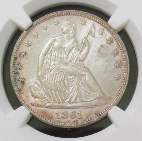 1861 年 着席自由の女神ハーフ ドル 50 セント UNC 詳細 NGC。｜WORLD RESOURCE【QUEEN店】