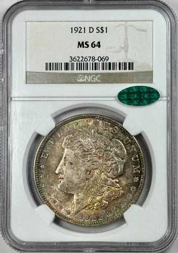 1921年 D モルガン銀貨 NGC MS-64 CAC