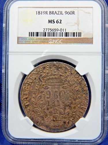 1819 R ブラジル 960 REIS MS62 NGC ブライト ヘビークラウン C/S 8 レアル 希少グレード｜WORLD RESOURCE【QUEEN店】
