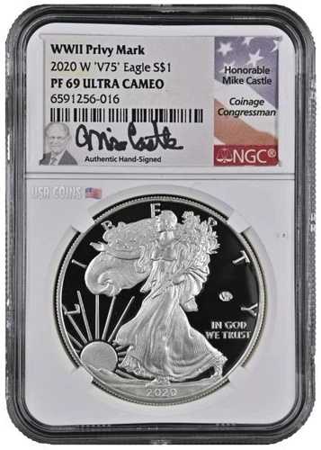 2020-W 1オンス シルバー $1 第二次世界大戦終結75周年記念 イーグル NGC PF69UCAM V75 コイン｜WORLD RESOURCE【QUEEN店】