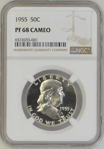 1955年 プルーフ フランクリン ハーフダラー NGC PF68 カメオ|WORLD RESOURCE【QUEEN店】