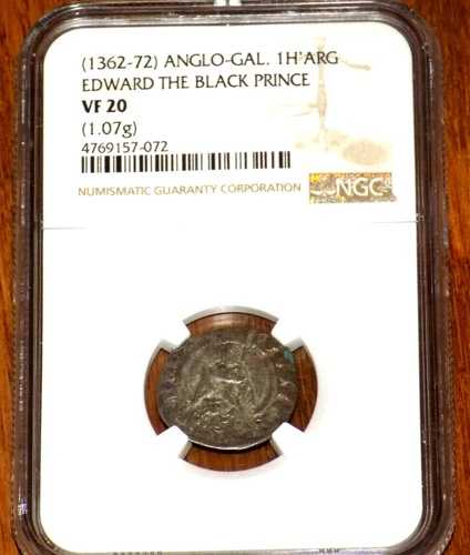 アングロ・ガリック エドワード黒太子 1362-72年 シルバー ハーディ NGC VF20 中世コイン 117,700円