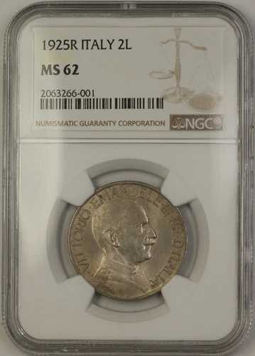 1925R イタリア 2L 2リラ硬貨 NGC MS-62|WORLD RESOURCE【QUEEN店】