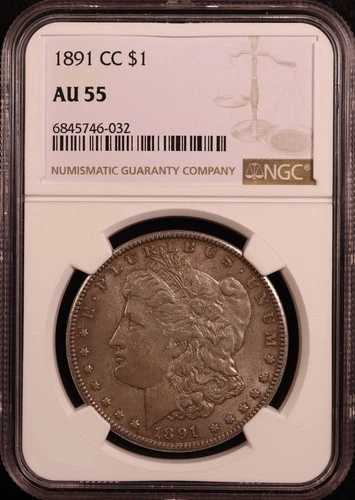 1891年-CC モルガン・ダラー - NGC AU55 - カーソンシティ！魅力的なゴールデングレーのオリジナル！