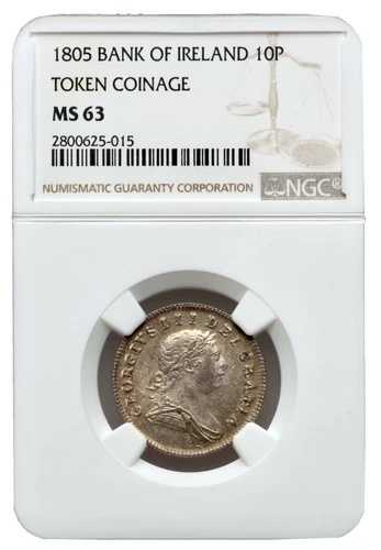 アイルランド 1805年 ジョージ3世銀行トークンまたはアイルランドトークン 10ペンス NGC MS63