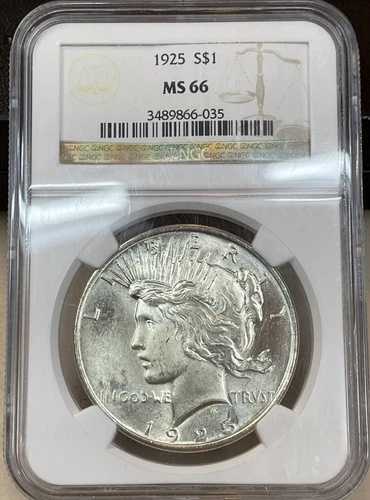 1925年 $1 NGC MS 66 ピース銀貨 - 非常に宝石のような輝き！ 118,800円