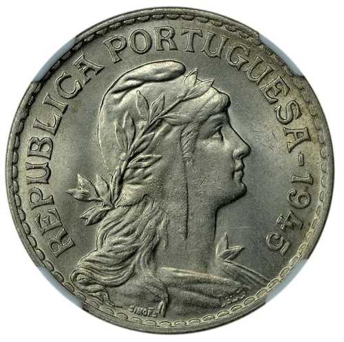 ティモール ポルトガル植民地 20 センタボス 1945 NGC MS64