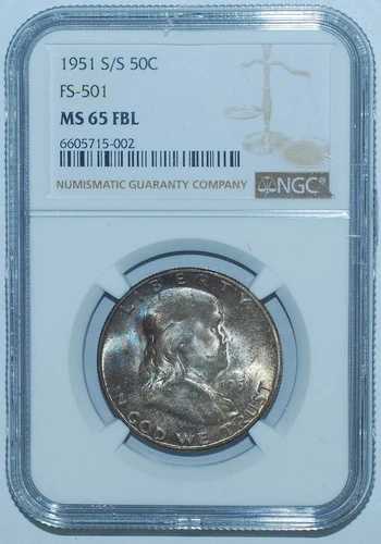 1951 S/S NGC MS65FBL FS-501 RPM 再開新品同様 Mark Franklin 1/2ドル-｜WORLD RESOURCE【QUEEN店】