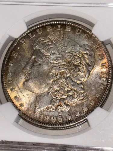1896年 モルガン ドル シルバー MS64 キー日付/非常に美しい光沢仕上げのオリジナルコイン