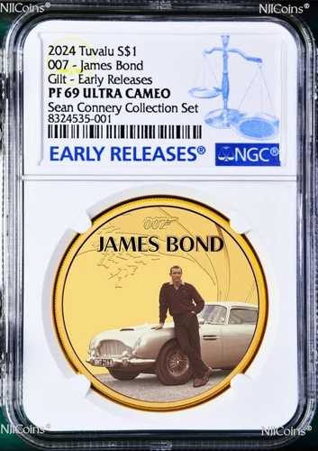 2024 ショーン・コネリー コレクション シルバー 1オンス 1ドル金メッキ NGC PF69 ジェームズ・ボンド 007 500枚 MTG