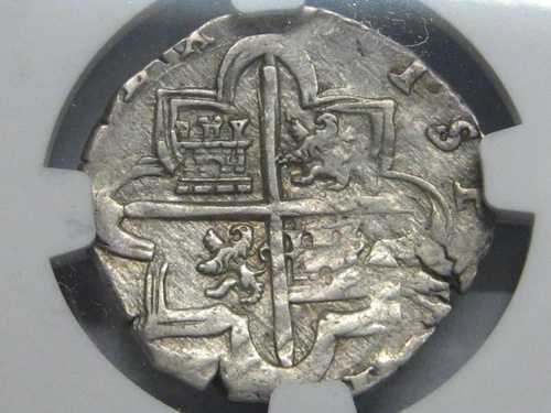 1595年 フィリップ2世 2レアルコブ NGC XF45 セゴビア 鑑定士1世 銀貨 植民地時代 1500年代