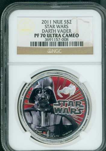 2011年 ニウエ スターウォーズ ダークサイド 1オンス シルバー NGC PF70 UCAM ダースベイダー PR70