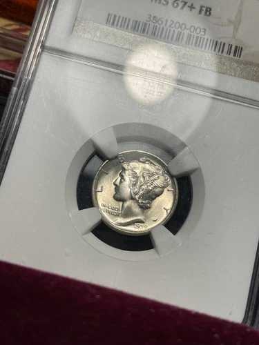 マーキュリー・ダイム：1939年製 D. NGC MS67+ FB. フルバンド (#100304)