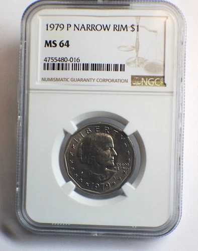 NGC MS 64 1979 P $1 スーザン・B・アンソニー・ダラー「ナロー・リム」