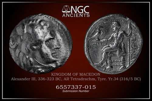 アレクサンダー3世、古代ギリシャ硬貨 NGC F. AR テトラドラクマ。A1203