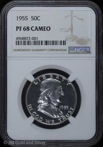 1955年 50セント プルーフ フランクリン ハーフダラー NGC PF 68 カメオ | PR
