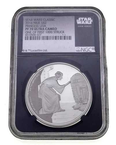 2016年 ニウエ S$2 スターウォーズ クラシック プリンセス レイア NGC PF70 ウルトラカメオ ファースト1000