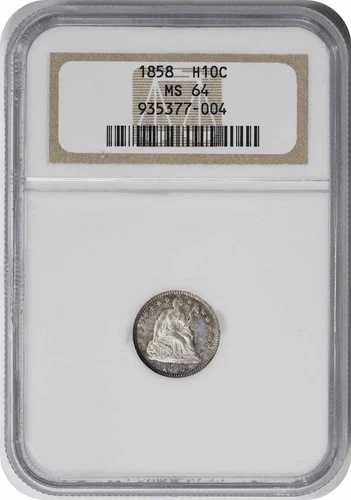 1858年 自由の女神像 シルバーハーフダイム MS64 NGC