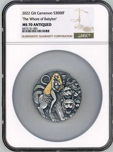 2022年 カメルーン バビロンの娼婦 アンティーク仕上げ 3オンス 銀貨 NGC 70 COA 011|WORLD RESOURCE【QUEEN店】