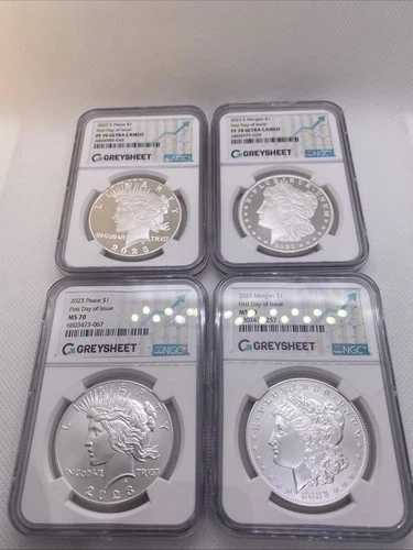 2023年 モルガン＆ピース 1ドル銀貨 4枚セット NGC MS 70 PF 70 FDOI