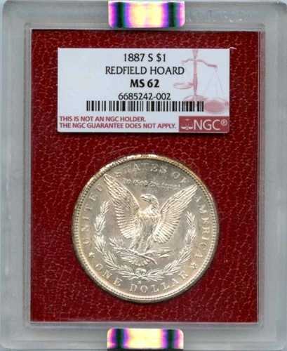 1887年 S $1 モルガン銀貨 レッドフィールドホード NGC MS62