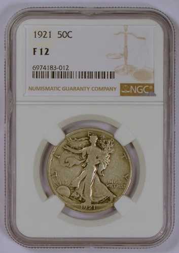 1921年 フィラデルフィア造幣局から歩く自由の女神ハーフドル等級 F12 by NGC-