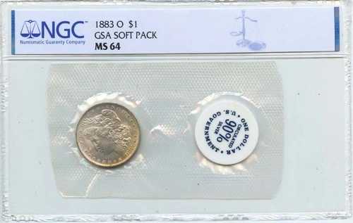 1883-O モルガン・ダラー GSA ソフトパック S$1 NGC MS64